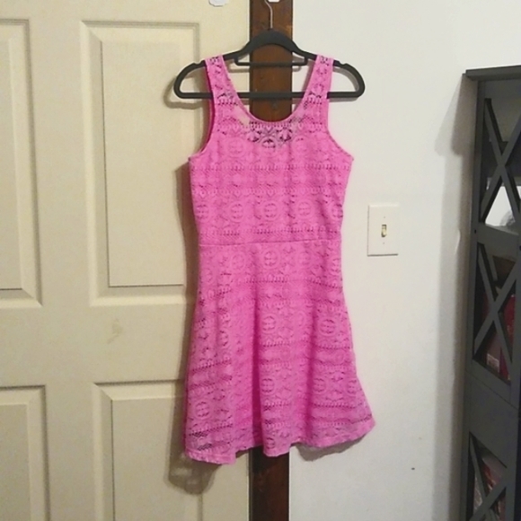 Excellent No Boundaries Pink Lace Dress: M (7-9) - Picture 7 of 8